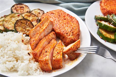 Toss some green beans in some olive oil and salt and pepper and surround. Recipe Wafer Thin Pork Chops / H E B Pork Center Loin ...