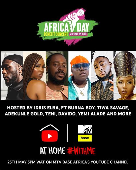 The africa day benefit concert at home on may 25th made history as africa's first virtual benefit event comprising leading african and international artists and leaders who united to support in the protection of children and to feed families. Davido, Sho Majozi, Burna Boy, Others Join Africa Day ...