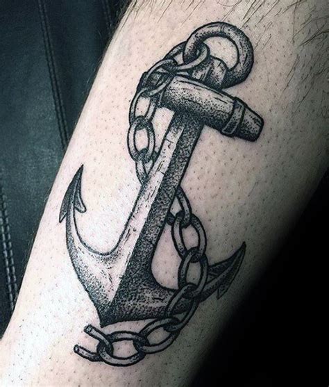 Dad is a boater that loves fishing and collects anything with lighthouses on it, something with this kind of look will be for him. Anchor With Chain Tattoo For Men