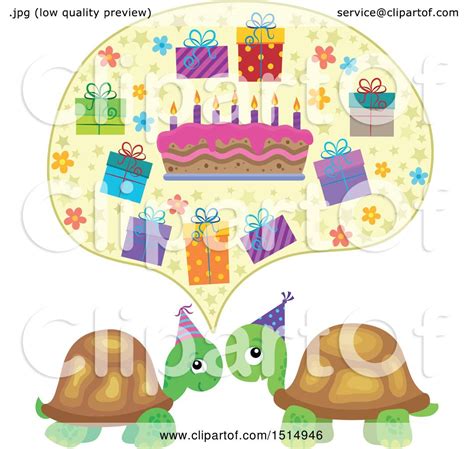 This is a powerpoint that introduces birthday vocabulary, how children in america, and then chooses some different countries around the w. Clipart of a Speech Balloon with a Birthday Cake and Gifts Under Turtles - Royalty Free Vector ...