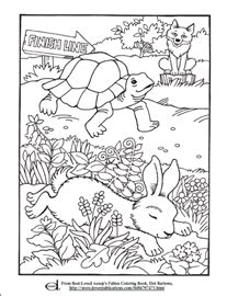 This printable features the tortoise surging ahead as the hare stops to take a nap in the shade of a comfy tree. Tortoise and Hare Coloring Page | Coloring pages, Tortoise ...