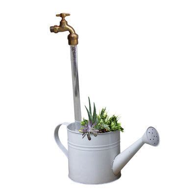 Suspended spigot garden bucket fountain / sunnydaze spigot bucket & barrel outdoor fountain | free. Fiber and Resin Floating Faucet Watering Can Fountain ...