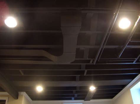 Inserting a dropped ceiling into a house is never a simple procedure. Cool Home Creations: Finishing Basement: Black Ceiling