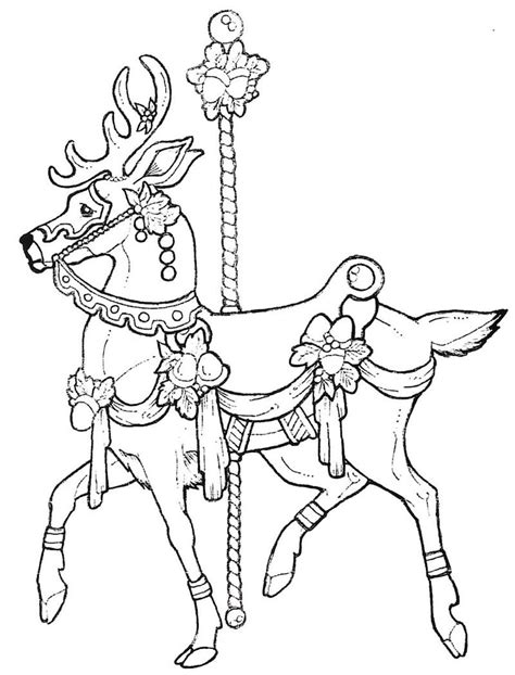 Horses in a decorated paddock. Carousel Deer - Stamplistic | Animal coloring pages, Horse ...