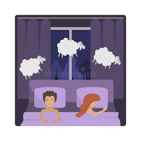 Insonnia. Uomo Che Conta Le Pecore Illustrazione di Stock ...