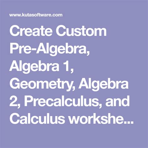 Create the worksheets you need with infinite precalculus. Create Custom Pre-Algebra, Algebra 1, Geometry, Algebra 2 ...