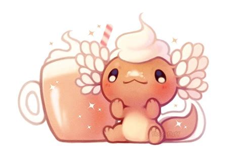 How big is a petal signature cotton axolotl? Artist: @floofyfluff (With images) | Cute kawaii drawings ...