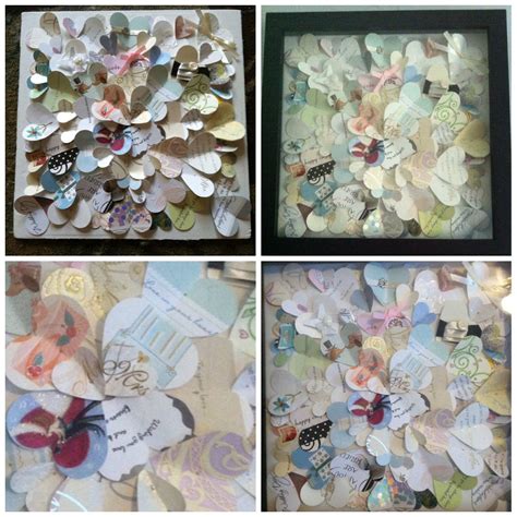 I created this box after a bride to be contacted me she wanted something that was beautiful , yet didn't have a blatant lock right in front saying, i love you but i dont trust you! Pinterest inspired wedding card craft. I purchased a shadow box and heart punchers from Michaels ...