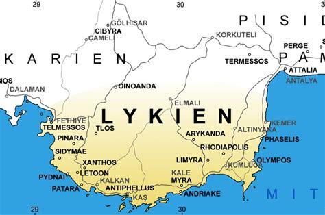 Die türkische provinz antalya liegt im südwesten der türkei am mittelmeer. Lykien - zwischen Fethiye und Antalya