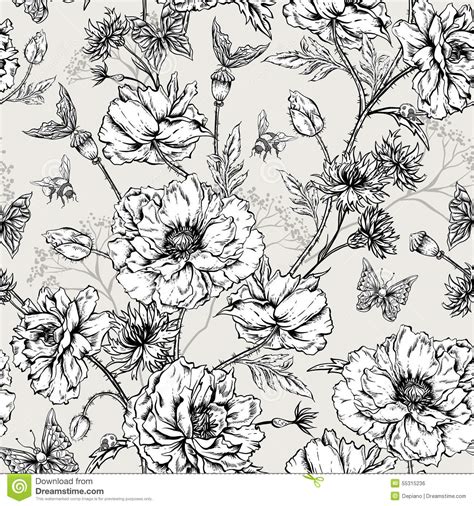 Maybe you would like to learn more about one of these? Summer Monochrome Vintage Floral Seamless Pattern Stock ...