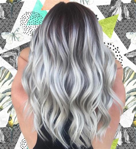 The longer the hair, the further down the ombre can begin to work its contrast. #Splendid | Grey blonde hair, Baylage hair, Silver hair color