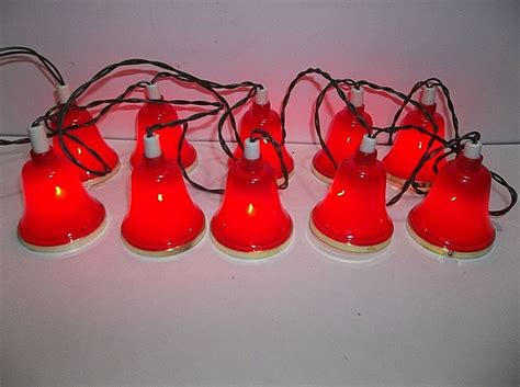 5 vintage red holiday bells shiny large plastic christmas decoration 7 tall. Vintage RED BELL Christmas Lights 117" | Christmas lights ...