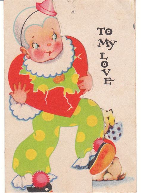 Lisa carrington main is on facebook. Vintage Valentine Card Clown Child Dog Carrington ...