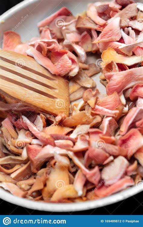 Cooking With Gourmet Fungi, Pink Oyster Mushrooms Roasting ...