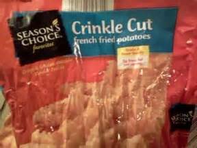 Bk crinkle cut potato fresh caesar salad chilled applesauce or fresh frt in season milk 24 baked mini corn dogs with w.g. Review of Season's Choice Crinkle Cut French Fries