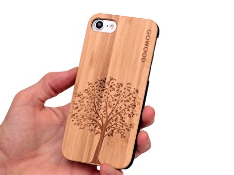 Full wrap design printed on back & sides of case. iPhone 7 and 8 wood case, iPhone 7 and 8 case bamboo tree ...