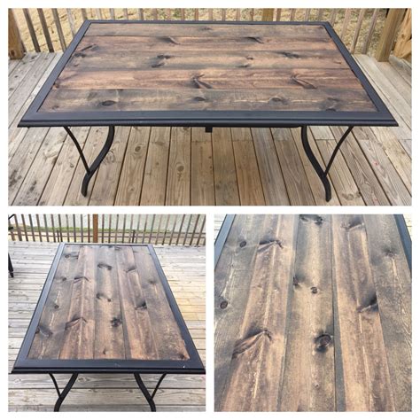 Click on the part for more description. Repurposed patio table turned rustic after glass top ...