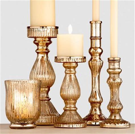 Mercury glass gold pillar candle holders. Gold Mercury Glass Candleholders - Traditional ...