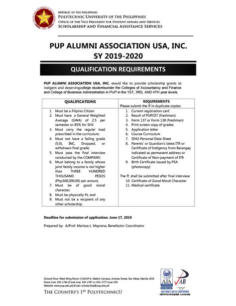 Undeniably, despite poverty, there are a lot of ways on how a determined person can finish his or her studies. PUPAA USA Scholarship Program for Iskolar ng Bayan | PUP ...