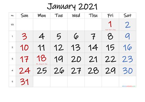 Are you looking for a printable calendar? Free Printable JANUARY 2021 Calendar with Holidays - 6 ...