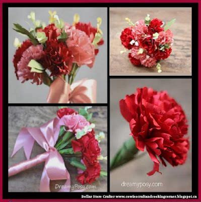 This flower arrangement has cascading flowers falling from the hands of the bride. Dollar Store Crafter: DIY Paper Carnation Bridal Bouquet ...