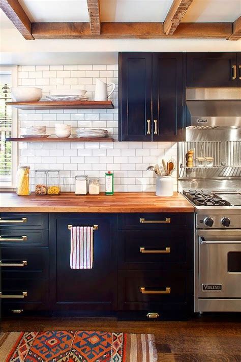 Recently i want to renovate my kitchen cabinets. Subway tile | gold hardware | dark cabinets - Daily Home ...