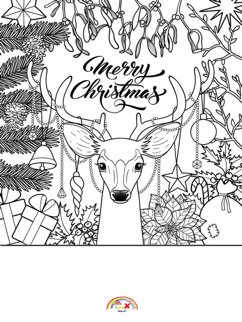 So coloring on one page will surely affect the back of the page. Free download Merry Christmas reindeer printable coloring ...