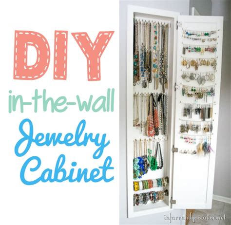 This jewelry armorer has 2 lined shelves for an earring on the left cabinet wall, 27hooks, 7 rows of earring slots on the right cabinet wall, 3 shelves for cosmetics, etc; Inset Jewelry Cabinet: Cutting the Wall and Building the ...