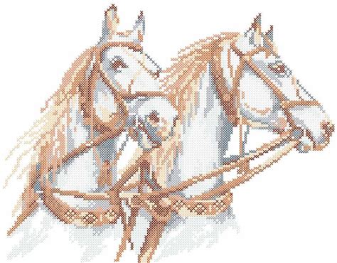 A list of cross stitch patterns, cross stitch kits and stamped kit available at everything cross stitch. Two horses cross stitch free embroidery design 3 - Cross ...