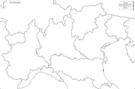 Cartina dell'italia politica pdf con confini di regioni e province da colorare e stampare. Italia del nord mappa gratuita, mappa muta gratuita ...