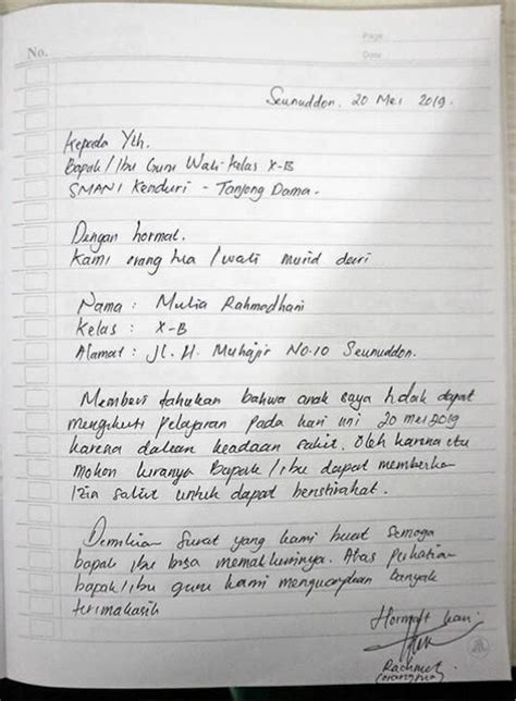 Surat pernyataan kepala sekolah ihwal kesiapan penyelenggaraan pembelajaran tatap muka di sekolah/madrasah menjadi salah satu patokan yang mesti dipenuhi oleh satuan pendidikan baik sekolah/madrasah untuk sanggup menyelenggarakan pembelajaran tatap wajah di sekolah. 15+ Contoh Surat Izin Tidak Masuk Sekolah Paling Lengkap! - Contoh Surat