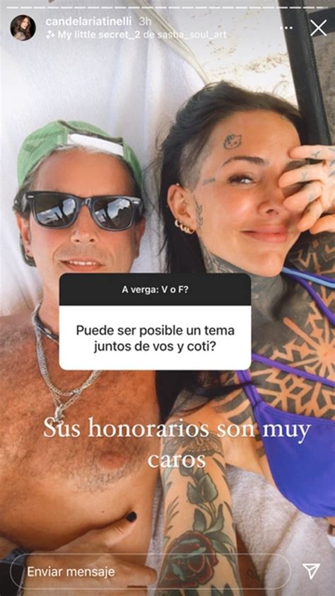 Jul 10, 2021 · coti sorokin le dedicó toda una declaración de amor a cande tinelli, a nueve meses oficializada la relación que tal parece avanza a paso firme. ¿Cande Tinelli y Coti Sorokin grabarán su primer tema ...