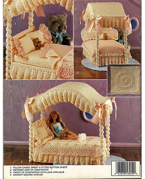 The skirt is made from cotton and is available in multiple colors and sizes. Crochet Canopy Bed Fashion doll Collector Furniture vol. 1 ...