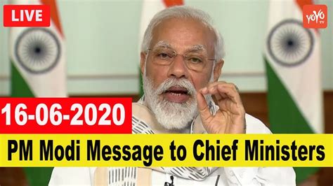 I appeal to the people to come forward and you all have put your lives at stake to save others, he said. PM Modi Speech Today Live : PM Modi Message to Chief ...