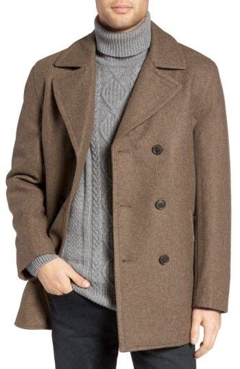 The wool content of the coat is recycled. Michael Kors Wool Blend Double Breasted Peacoat ...