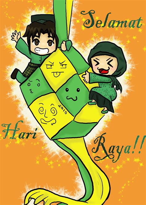 Gambar Kartun Muslimah Hari Raya | Top Gambar