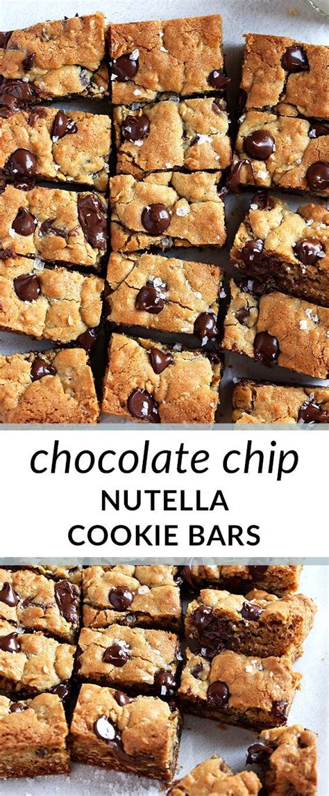 To make these delicious banana oatmeal cookies, simply whisk together the flour, oats, baking powder, baking soda, salt, and spices. Chocolate Chip Nutella Cookie Bars | Recipe | Food ...