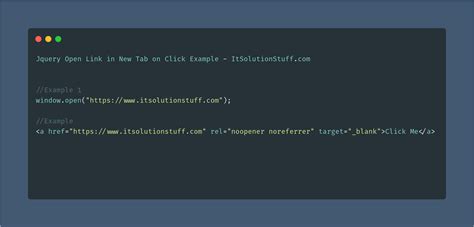 To open in new url from javascript. Jquery Open Link in New Tab on Click Example ...