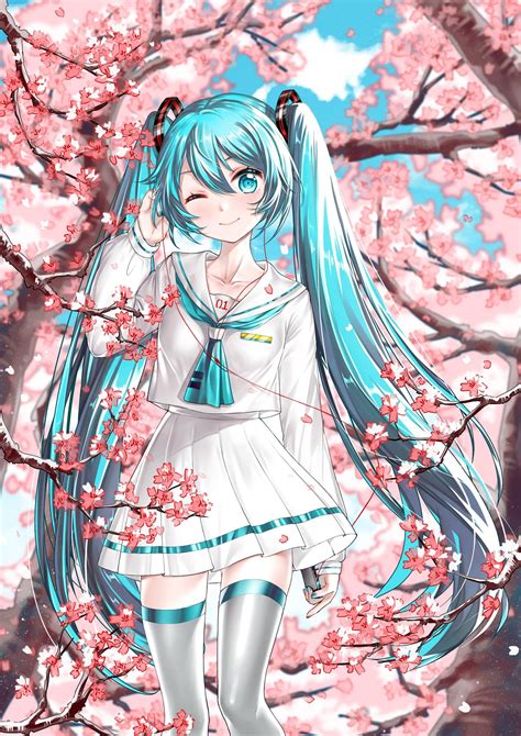 Most vocaloid lola, and prima fan drawings have black hair. Miku in White 🌸 Vocaloid : twintails