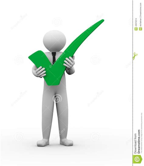 3d Person Holding Check Tick Mark Stock Illustration - Image: 43970214