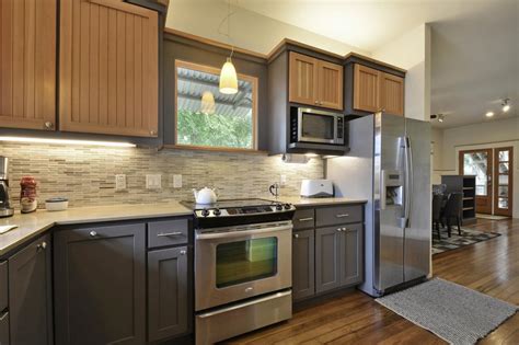 The little sliver of space next to your fridge? Two Toned Kitchen Cabinets as Contemporary Inspiration ...