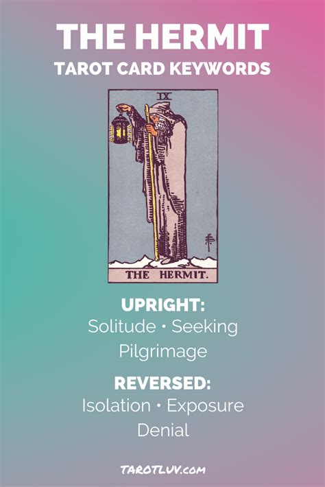 By removing himself from the normal stream of societal. The Hermit Tarot Card Meaning - Major Arcana | Tarot card ...