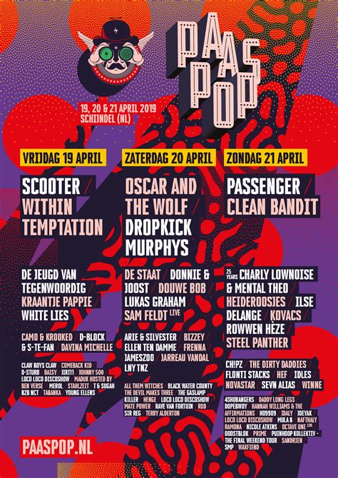 3 days & nights of musical entertainment & amazement!. Poster dagindeling Paaspop 2019 - Schijndel Online