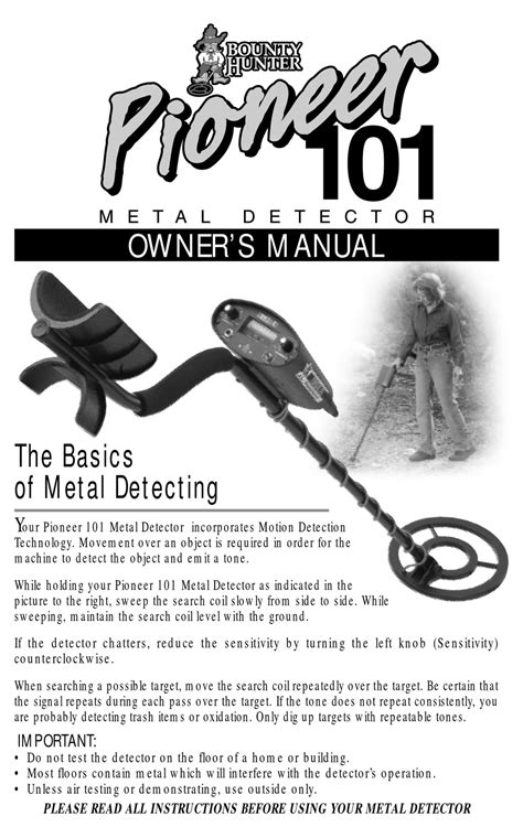 Metal detector bounty hunter sharp shooter ii owner's manual. BOUNTY HUNTER PIONEER 101 OWNER'S MANUAL Pdf Download ...