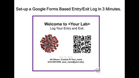By the way, this process works for any url not just those provided by google forms. Use Google Forms and Sheets, and a QR Code to log entry ...