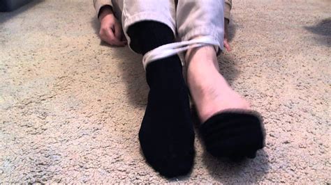 Barefoot hotties tease the boys. male feet tied and socks removed - YouTube