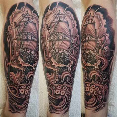 Gods whose powers could sustain. Kraken Calf Tattoo by David Pengerzz Jenkins at Sacred ...