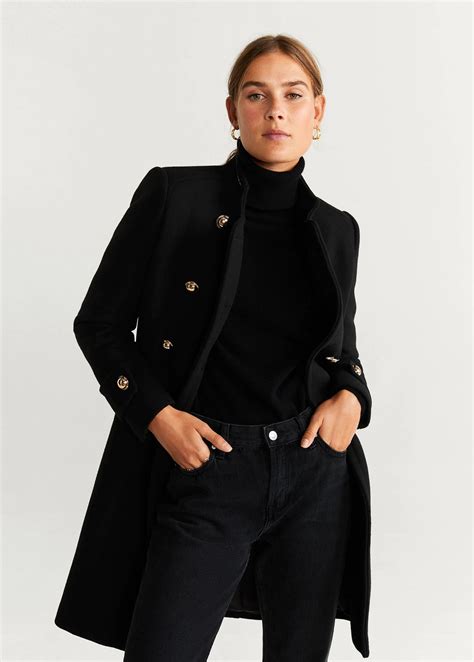 Sur la photo je suis enceinte de 6 mois et demi, donc je suis un. Mango BOMBONS Manteau en laine à double boutonnage noir ...