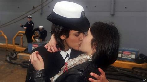 German amateur couple at homemade sextape in bath. US Navy lesbian couple share first gay dockside kiss - BBC ...