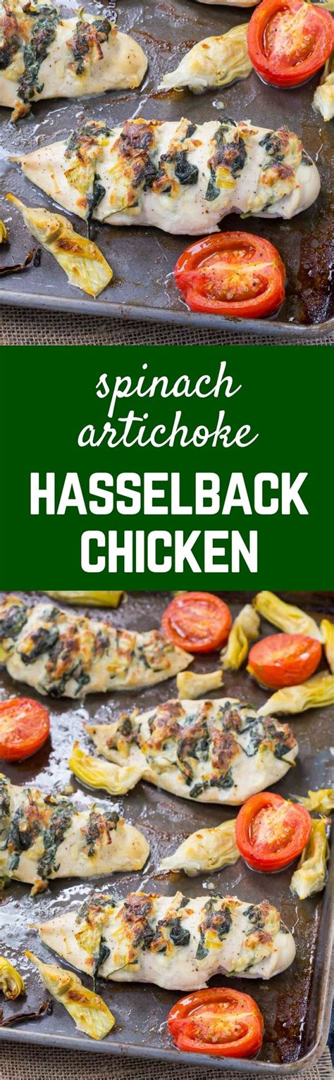 How to make hasselback tuscan chicken. Hasselback Chicken with Spinach and Artichoke - Sheet pan ...